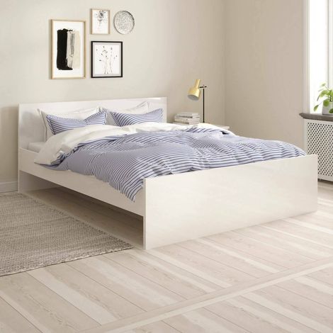 Dmora - Cama plaza y media Floria, Sommier para dormitorio, Estructura de cama por habitación, Estructura del sostenedor del colchón, 207x166 h80 cm, Blanco (1/5)