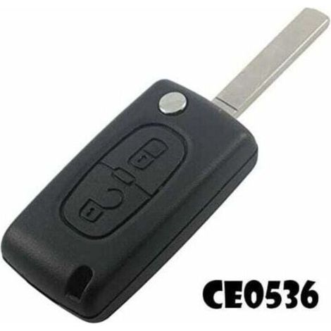 Coque de Télécommande à 2 Boutons Compatible avec Peugeot et Citroën, Lame sans Rainure, Pour Modèles C1, C2, C3, 107, 207, 307, etc. (1/4)
