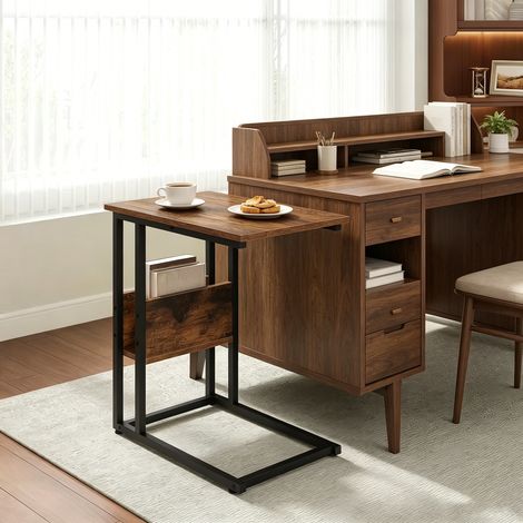 Table basse en forme de C, petite table d'appoint étroite pour ordinateur portable (table seule) (1/5)