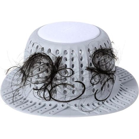 Tappo raccogli capelli per scarichi doccia, previene le ostruzioni, 12 x 5 cm, grigio (1/5)