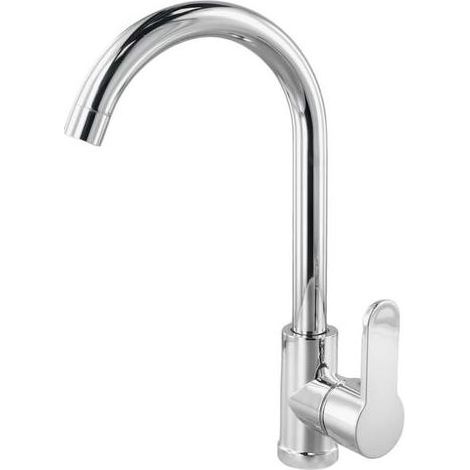 Mitigeur Évier Cuisine Acier Inoxydable Robinet Grand Arc Double Usage Eau Chaude Froide (1/4)