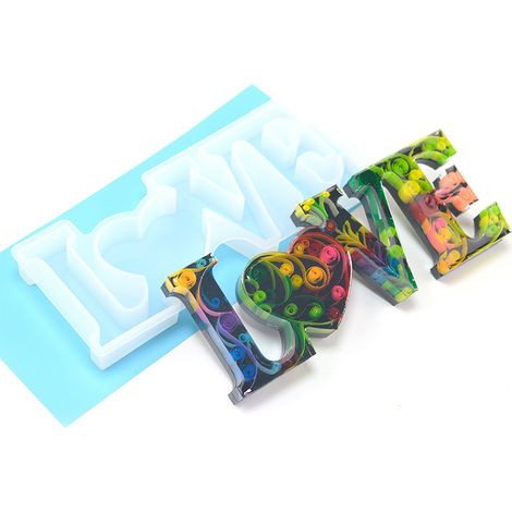 Moule en Silicone pour Lettre d'Amour, Forme Transparente pour Artisanat Fleurs Sèches et Déco DIY (1/5)