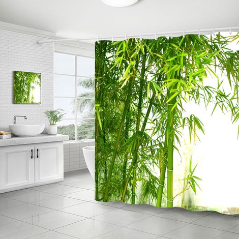 Rideau de douche, rideau de salle de bain, impression numérique 3D, rideau de douche résistant à la moisissure, tissu polyester imperméable, avec croc (1/5)