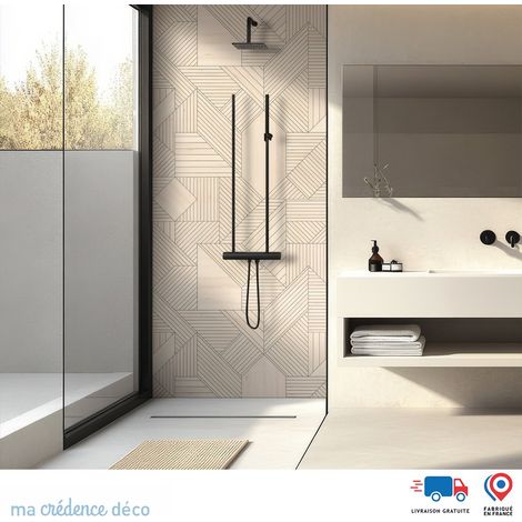 Panneau de douche : Bois et diagonales - Couleur Couleurs pales - Alu composite - 90 - 245 (1/4)
