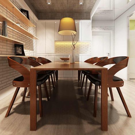 vidaXL Sillas de comedor 6 unidades cuero sintético marrón (1/5)