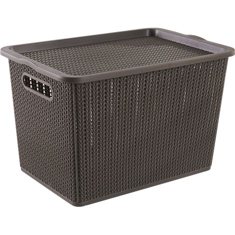 2 Paniers de rangement empilables avec couvercles, en PP respirant, pour bureau, chambre, salle de bain, cuisine (1/5)