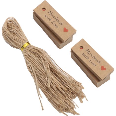100 Geschenkanhänger aus Kraftpapier, ideal zum Backen, für Hochzeiten und Partys, mit Schnur. (1/5)