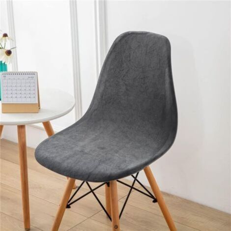 Lot de 4 Velours Housse de Chaise Scandinaves, Housse Chaise de Salle à Manger Couleur Unie, Couverture de Chaise sans Accoudoirs pour Cuisine, Salon, Bureau (Gris foncé,4 Pieces) (1/5)