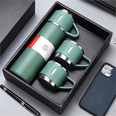 Mug isotherme en acier inoxydable de 500 ml/16,9 oz, à isolation sous vide, avec tasse, convient aux boissons chaudes et froides, à l'eau et au café.