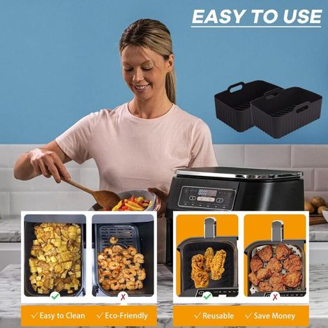 2 Paquet Moule Air Fryer, Accessoire Air Fryer pour Ninja AF400 451 Double Stack 9.5L, Airfryer Moule Silicone Airfryer Pot pour Instant Pot Friteuse à Air (1/4)