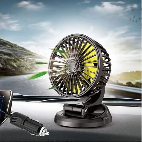 Ecleanfy-Ventilateur de voiture 360° Rotation 12V Allume-cigare Ventilateur de tableau de bord Mini ventilateur de table Ventouse Petit ventilateur pour SUV Camion