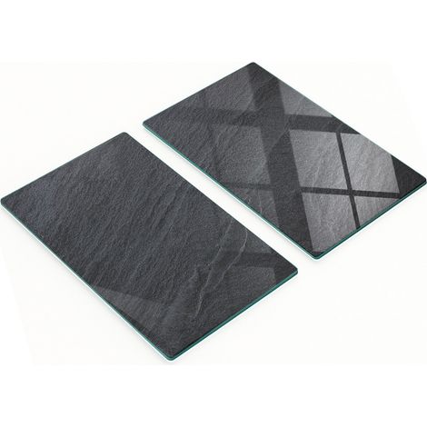 Tablas de cortar decorativas de vidrio y piedra de granito negro, 2x30x52 cm