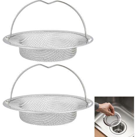 2 Filtres Évier Acier Inoxydable - Passoire Évier Cuisine, Filtre à Évier Anti-Bouchon, Sink Strainer 11 cm, Perforation 1 mm (1/5)