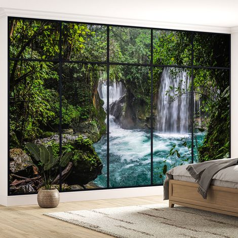 Papier peint panoramique Trompe l'oeil Verrière - Cascades - 130 cm x 82 cm (1/5)