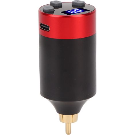 Ponceuse à batterie sans fil pour tatouage, câble USB, écran LED, léger, interface RCA, 1500mAh, rouge (1/5)