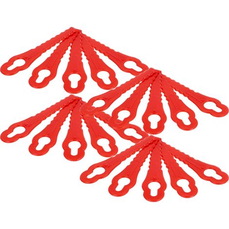 vhbw 20x Replacement Blade compatible with Grizzly ART 18 Lion, ART 1825 Lion Cordless Lawnmower - Cutter Blades Red, polyamide (1/4)