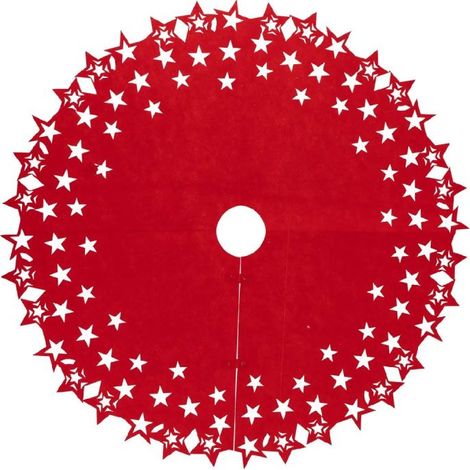 Paris Prix - Tapis De Sapin Déco etoiles 100cm Rouge (1/2)