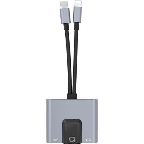 Hub USB-C vers RJ45 3,5 mm avec port audio, station d'accueil pour téléphone, ordinateur portable et PC. (1/5)