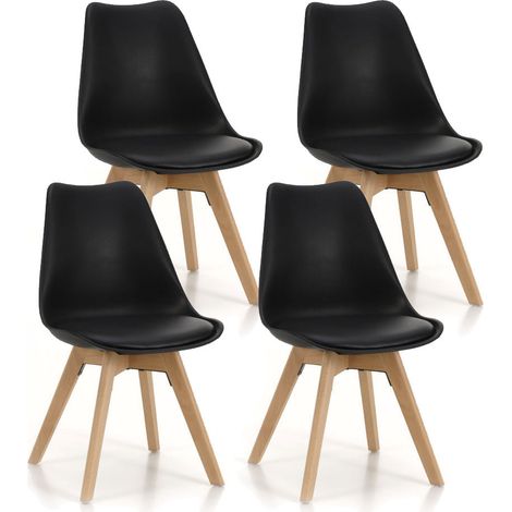 Set 4 Sedie 48,5x47x81,5 cm in Similpelle Nero (1/4)