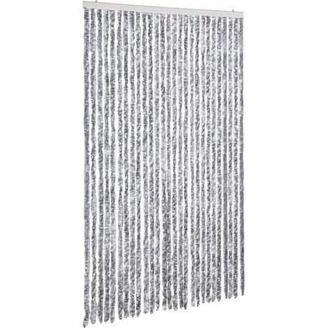 vidaXL Cortina mosquitera chenilla blanco y gris 118x220 cm (1/2)