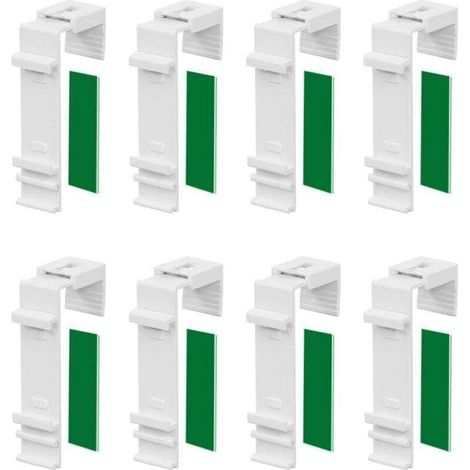 Lot de 8 Supports de Serrage Longs pour Store Double Klemmfix à Fixer et à Coller sans perçage comme Accessoire ou pièce de Rechange pour la Suspension à la fenêtre en PVC, Porte de Balcon (1/5)