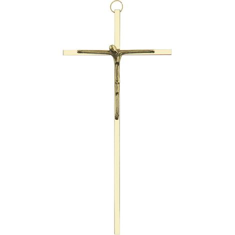 Cruz colgante elegante de latón dorado de 20,5 cm.