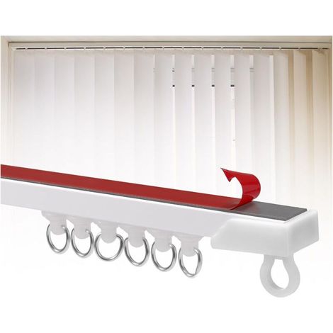 Rail à rideaux, rail à rideaux adhésif pour plafond, rail à rideaux découpable, sans perçage, non pliable, adapté aux camping-cars, aux fenêtres, au salon et à la chambre à coucher, 1 m (1/4)