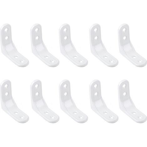 Staffa ad angolo retto, 10 pezzi di staffa ad angolo retto, staffa in acciaio inox bianca, staffa fissa bianca da 50 mm, staffa ad angolo retto a L di 90 gradi - Mensola a muro (1/3)