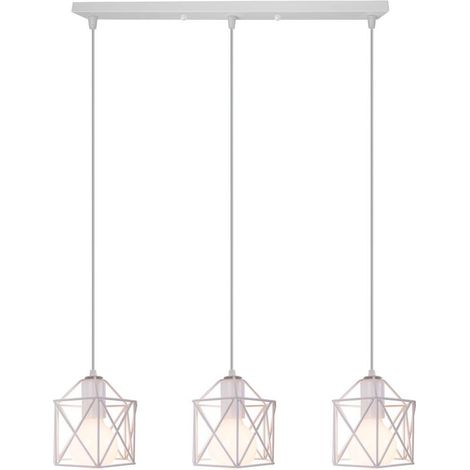 3 Lumières Suspension Luminaire En Métal Rétro Lampe À Suspension Moderne Blanc Plafonnier D'Intérieur Pour Chambre À Coucher, Café Et Bar (1/5)