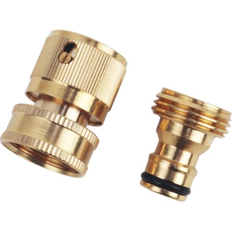 BEBUSINGOTO 3/4"-Schnellkupplung aus Messing, männliches und weibliches Gartenschlauch-Anschlussstück, 6-Punkt-Schnellkupplungszubehör (1/5)