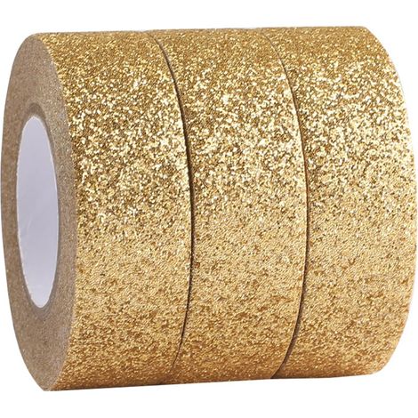 Lot de 3 rouleaux de ruban de masquage pailleté 60 mm x 5 m, ruban de papier washi doré pour travaux manuels, scrapbooking, artisanat et cadeaux. (1/5)