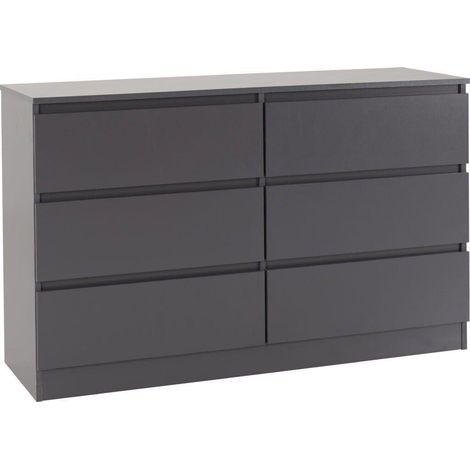 Malvern 6 Drawer Chest - L40 x W121.5 x H77 cm - Grey (1/5)