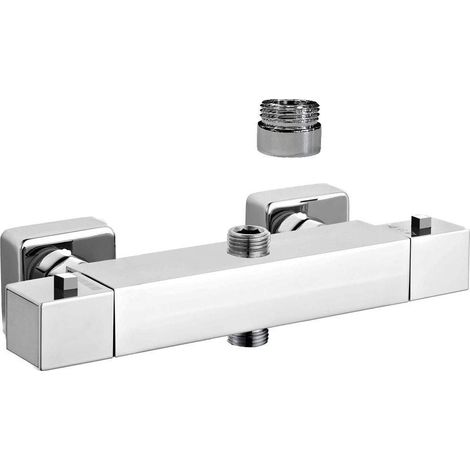 Mezclador externo modelo ducha cuadrada con doble conexión versión termostática Damast 18051  Cromo