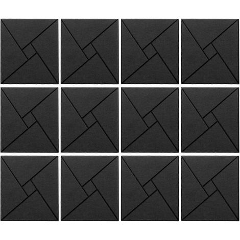 12 panneaux acoustiques, panneaux en mousse insonorisante de 12 x 12 x 0,4 pouces, noirs. (1/5)