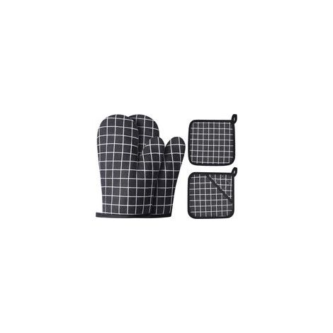 Guanti da forno e da griglia in cotone - Realizzati con guanti da forno in silicone antiscivolo imbottiti con cotone riciclato, adatti per cucinare, cuocere al forno e grigliare (set da 4) - Crezuo