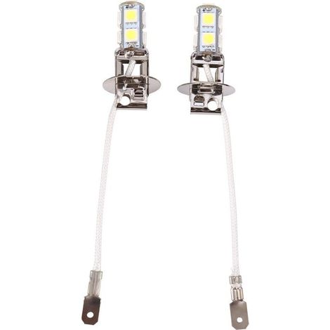 2x Ampoules LED H3 5050 Blanc Froid 6500K - 9 SMD - Pour Feux de Brouillard Auto 12V - Facile à Installer (1/5)
