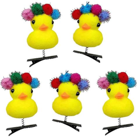 5er-Pack kleine gelbe Enten-Haarnadeln, niedliche Plüschenten-Haarspangen für Mädchen, Frühlings-Haarschmuck, lustig-B (1/5)