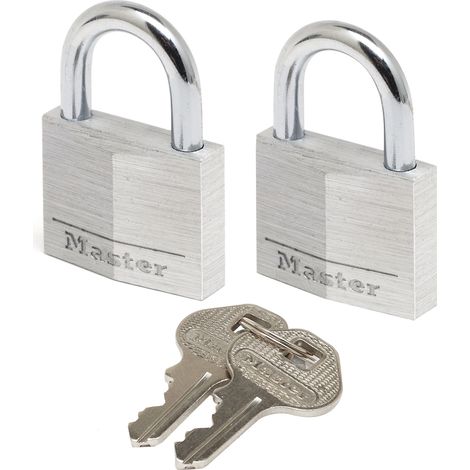 Master Lock 130EURT Confezione da 2 Lucchetti con Chiavi in Ottone, Oro, 4.9 x 3 x 1.2 cm