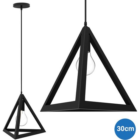 Lampadario Lampada Sospensione Piramide 30cm Design Moderno Paralume Nero (1/5)