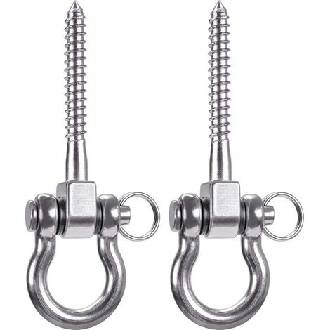 Lot de 2 crochets de plafond robustes en acier inoxydable, à visser. Compatibles avec hamac de yoga, sac de frappe, crochet de suspension, charge maximale : 400 kg. (1/5)