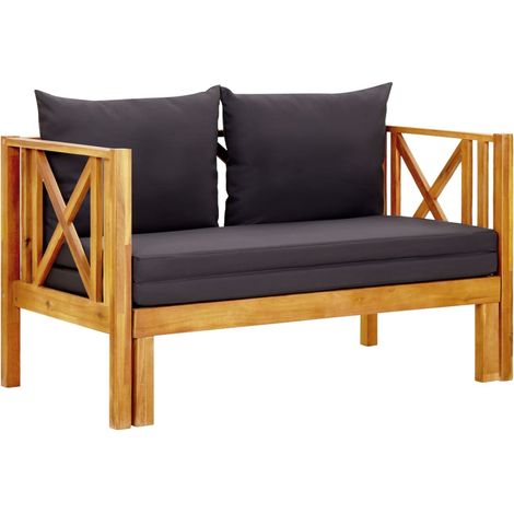 2-Sitzer-Gartenbank mit Kissen 122 cm Massivholz Akazie