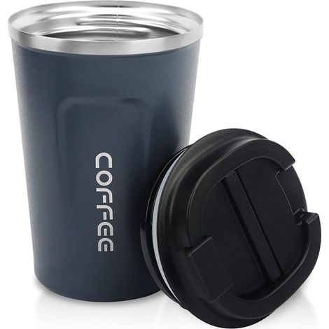 Mug de voyage isotherme en acier inoxydable avec fermeture à double boucle étanche pour café chaud/glacé et thé