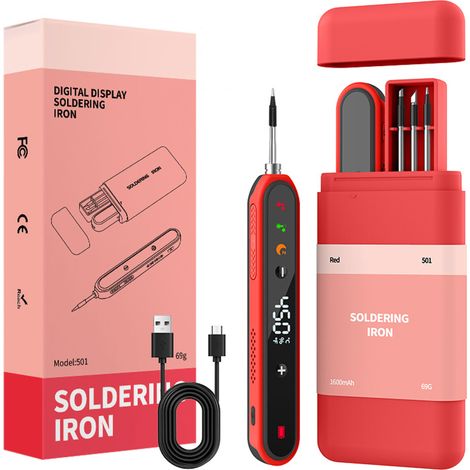 Beyamis Kit soudage rouge-noir - Type-C 3 têtes support