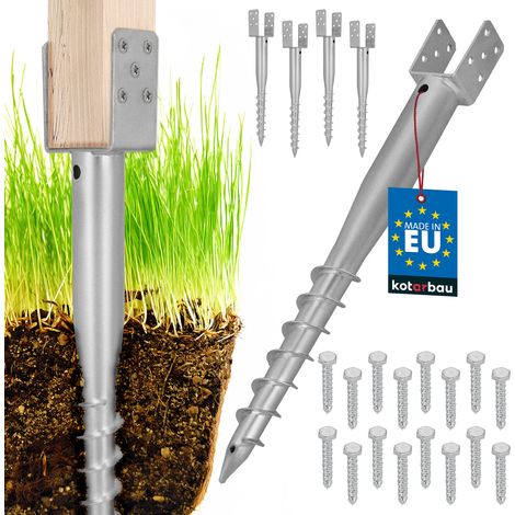 KOTARBAU® Base di ancoraggio a U in acciaio per pali di recinzione e gazebo, 70 x 700 mm, set da 4
