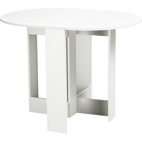 HOMCOM Mesa Plegable de Comedor Mesa de Cocina Plegable con 2 Alas Abatibles Mesa Plegable para 2-4 Personas 104x76x73,7 cm Blanco (1/5)