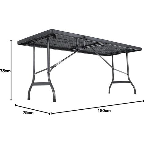 Table pliante 180 cm – Effet polyrotin – Pour 8 personnes – Idéale pour camping, jardin et réceptions – Pliable et compacte (1/5)