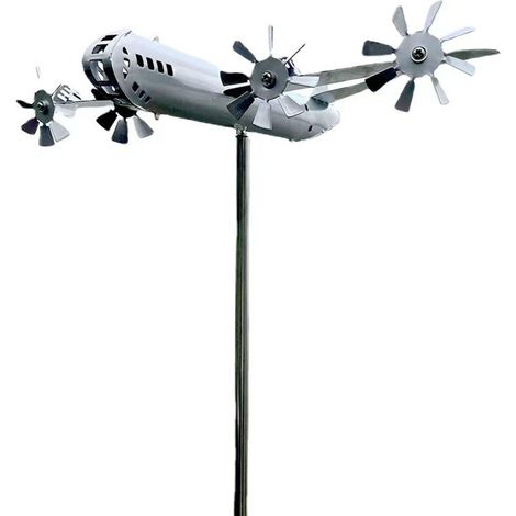Amateurs de vol Métal Avion Girouette Girouette Fer Extérieur Moulin à Vent pour Jardin, Patio, pelouse Ornements, Silve (1/5)
