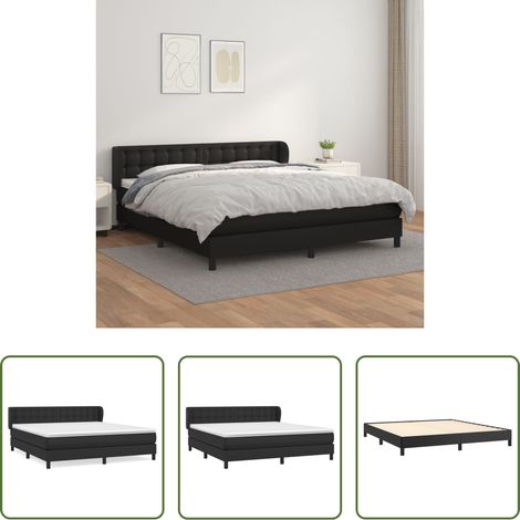 Kunstlederbett - Boxspringbett mit Matratze Schwarz 180x200 cm Kunstleder (1/5)