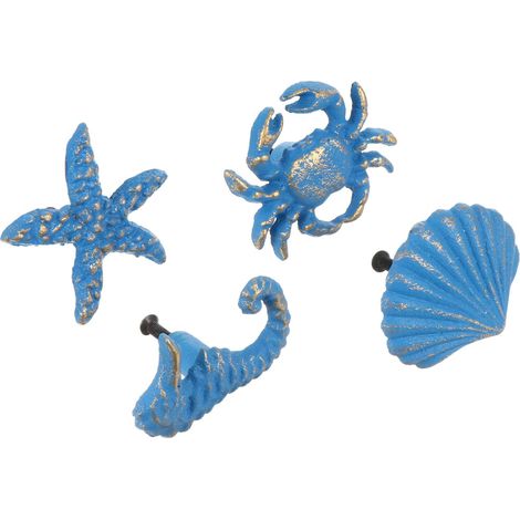 Poignée de Tiroir Vintage Marine en Fer, Lot 4 Pièces Bleu (1/5)