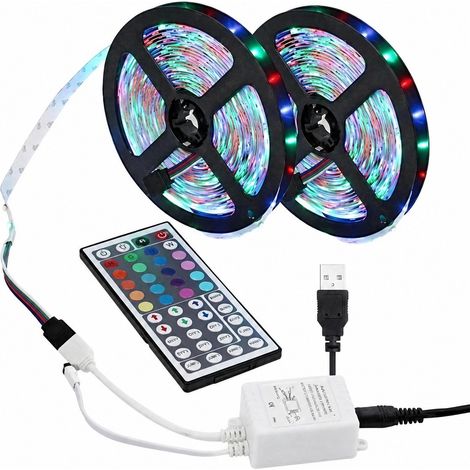 Bande LED flexible et rechargeable avec télécommande, multicolore RGB, pour chambres, téléviseurs, meubles, fêtes et environnements personnalisés.-AquaForge (1/4)